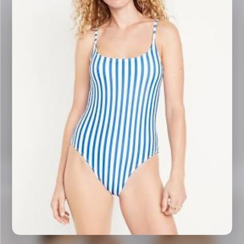 Old Navy Blue and White Striped Swimsuit NWT